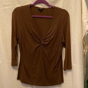 Brown 3/4 length sleeve 100% cotton (tshirt type material)